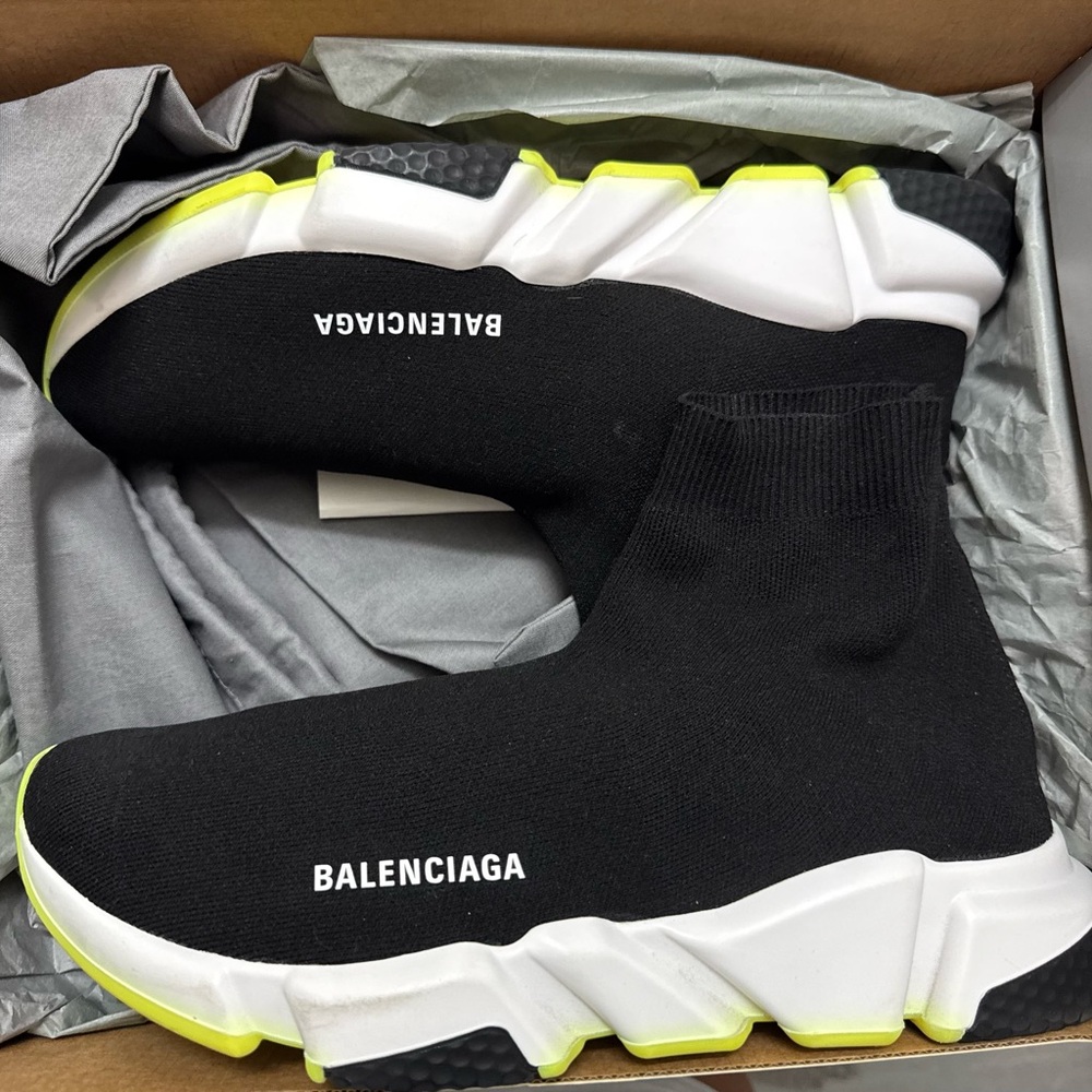 Balenciaga Black and White Sneakers with Neon Accents